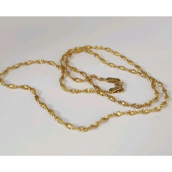 14k Yellow Gold Rope Chain Necklace 18" - Picture 10 of 13